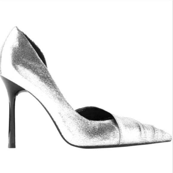 Zara Shoes - Zara Metallic Silver Heels